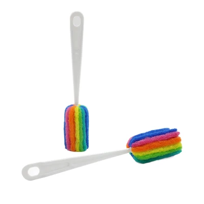 Cleaning Bottle Sponge Brush with Long Handle Scouring Pad Scrub Brushes for Kitchen Clean Glasses Mugs Cups