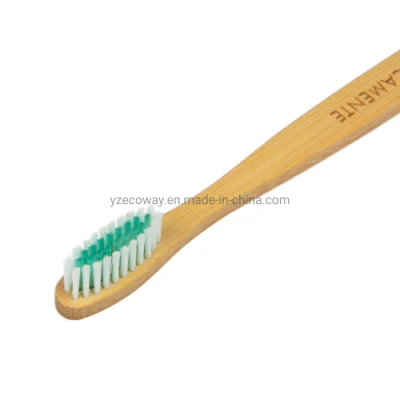High Quality Customized Green Brush Head Oval Handle Bamboo Toothbrush