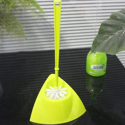 Clear Plastic Toilet Brush &amp; Holder Triangle Corner Design