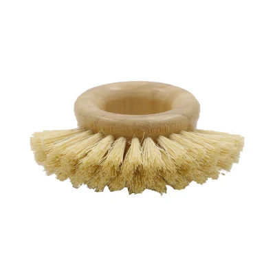 Hot Sale All Natural Bamboo Beech Wood Sisal Round Kitchen Vegetable and Fruit Pot Cleaning Brush