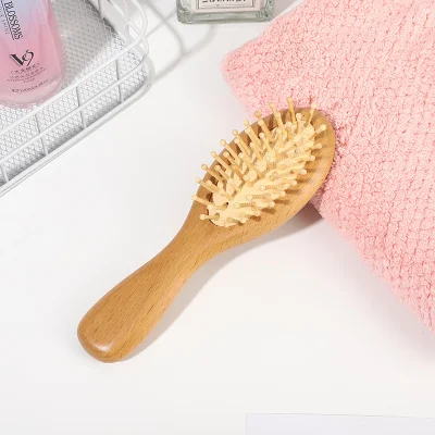 High Quality Beechwood Oval Massager Comb Detangling Hair Brush