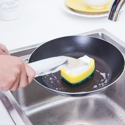 Kitchen Usage Plastic Long Handle Scouring Pad Dish Sponge Brush