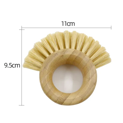 Hot Sale All Natural Bamboo Beech Wood Sisal Round Kitchen Vegetable and Fruit Pot Cleaning Brush