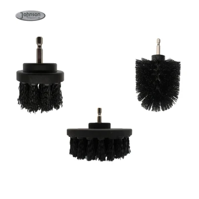 Black Color 3 Pieces Scrub Foam Electric Sponge Nylon Drill Brush Attachment Sets for Cleaning Paint Remove