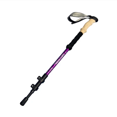 Cork Handle Climbing Trekking Stick Hiking Poles Unbreakable Tactical 3 Section Aluminum External Locked Telescopic Carbon
