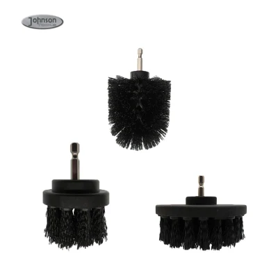 Black Color 3 Pieces Scrub Foam Electric Sponge Nylon Drill Brush Attachment Sets for Cleaning Paint Remove