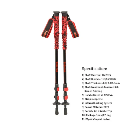 Walking Stick 100mm 120mm 135mm Aluminum Alloy Telescopic Hiking Trekking Pole for Women Men Children