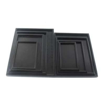 High Quality Custom Serving Tray Beautiful Black Paint Pine Wood Tea Tray with Handle