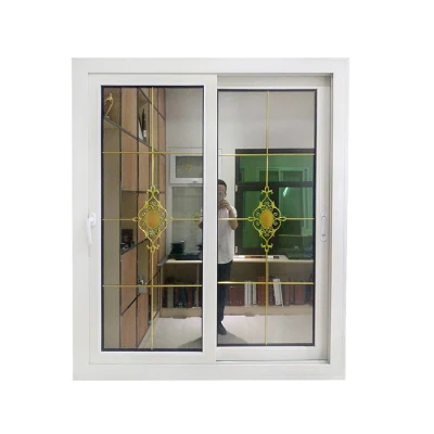 2022 Space Saving CE Approved Touch Lock Clear Float Glass UPVC Sliding Iron Window Grill Color Frame for Office Building