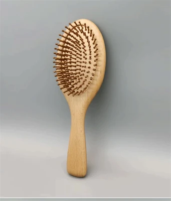 High Quality Beechwood Oval Massager Comb Detangling Hair Brush