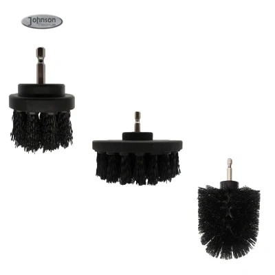 Black Color 3 Pieces Scrub Foam Electric Sponge Nylon Drill Brush Attachment Sets for Cleaning Paint Remove