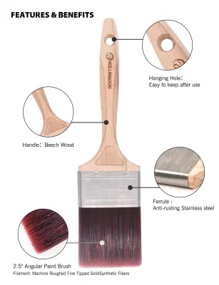 Rollingdog PRO Doberman&trade; 10269 Beech Wood 3&quot; Laser Engraved Handle Flat Paint Brush