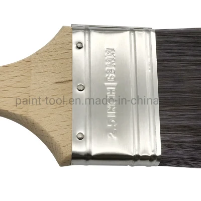 2.5 Inch 63mm Solid Round Tapered Secure-Lock Strainless Steel Raw Timber Handle Slim Brush