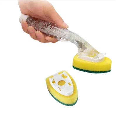 Kitchen Usage Plastic Long Handle Scouring Pad Dish Sponge Brush