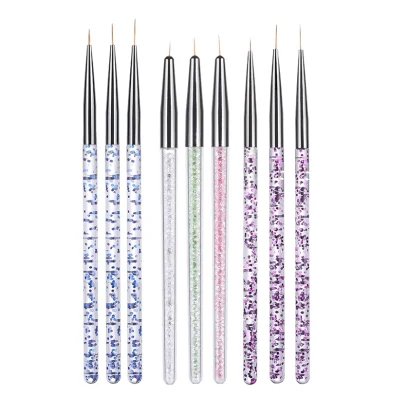 3PCS/Set Acrylic French Stripe Nail Art Liner Brush Set 3D Tips Manicure Ultra-Thin Line Drawing Pen