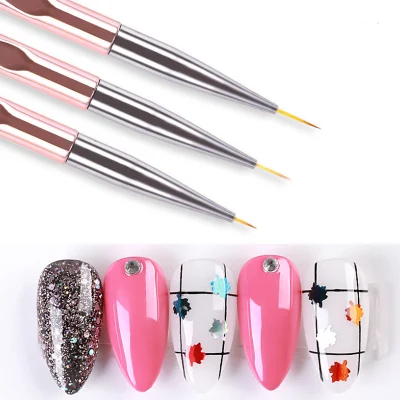 3PCS/Set Acrylic French Stripe Line Painting Manicure Slim Line Drawing Nail Art Pen