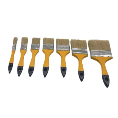 Hot Sale 1/2&quot; to 4&quot; Flat Paint Brush with Yellow Wooden Handle Brush