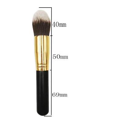 Oblique Round Head Gold Aluminum Tube Solid Wood Handle Single Brush
