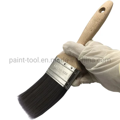 2.5 Inch 63mm Solid Round Tapered Secure-Lock Strainless Steel Raw Timber Handle Slim Brush