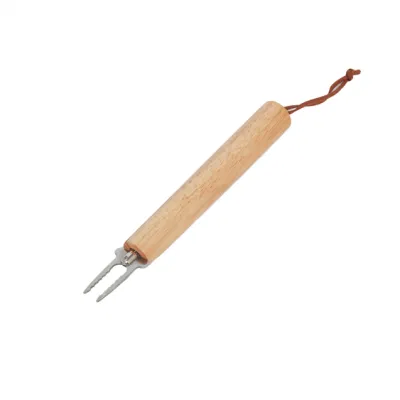 Sample Customization Stainless Steel Telescopic Extension Pole BBQ Fork with Wooden Handle