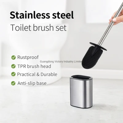 Factory Wholesale Amazon Oval Shape Toilet Brush Holders Flat Silicone Head