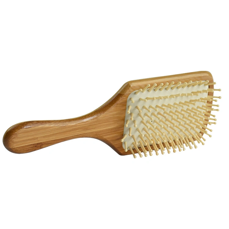 Eco-Friendly Square Bamboo Paddle Massage Hair Brush with Wood Pins