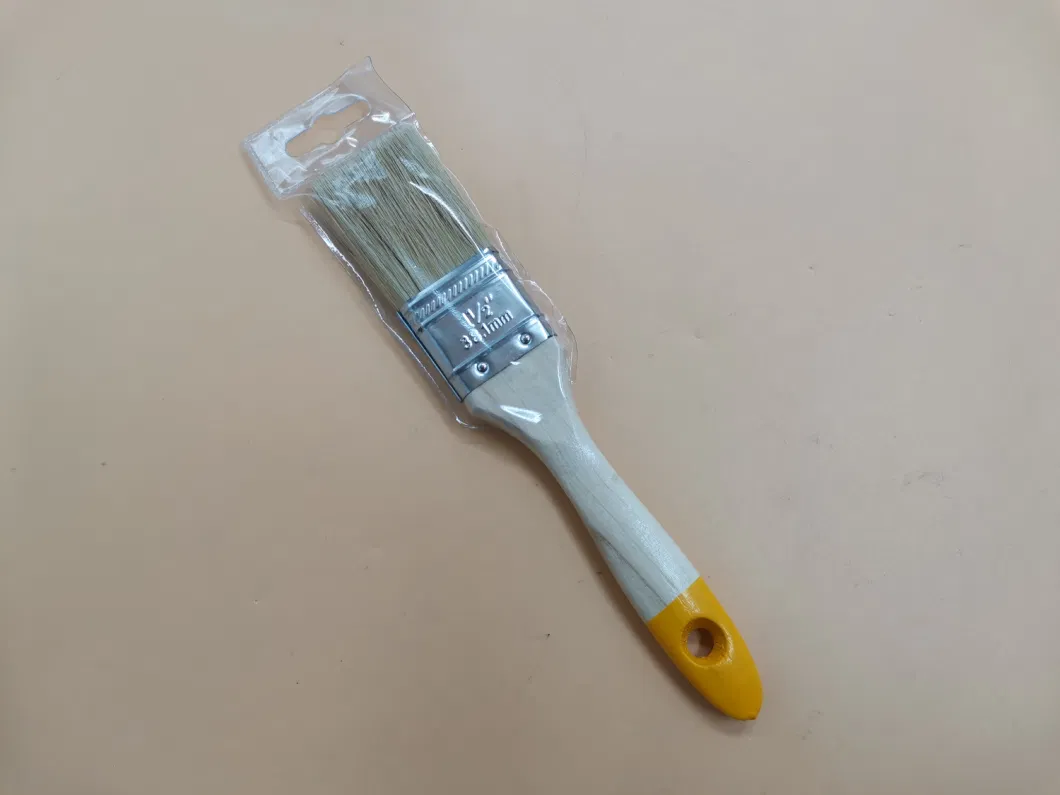 Paint Roller Brush with Wooden Handle Yellow Tip for Wall Painting