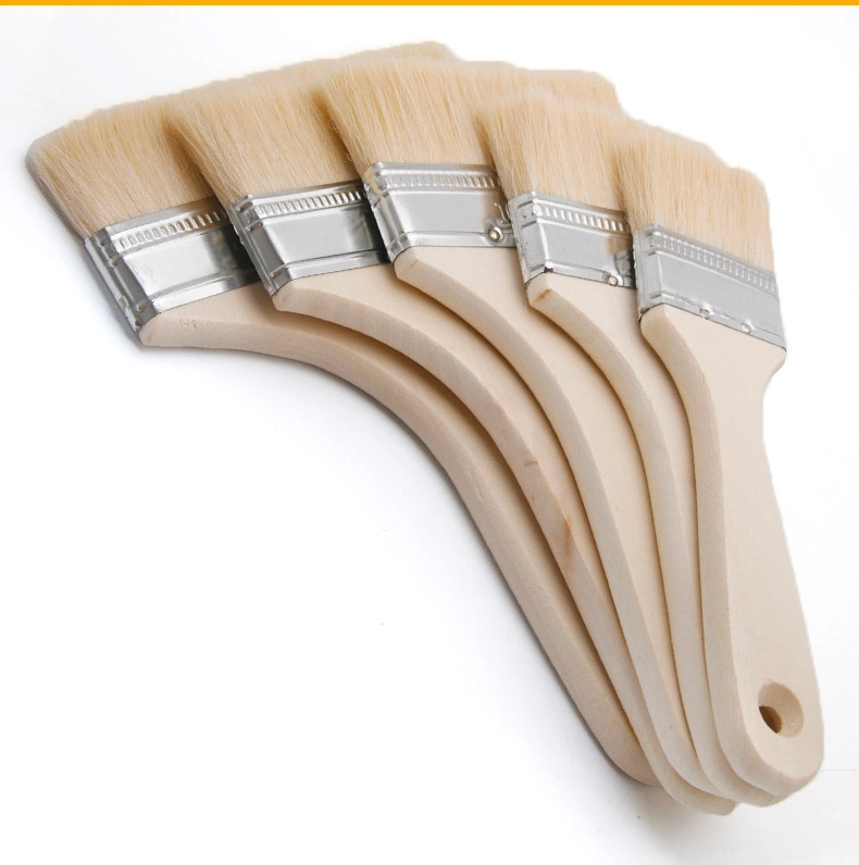 High Quality Bulk Paint Brush with Wooden Handle Paint Flat Paint Brush Barbecue Brush