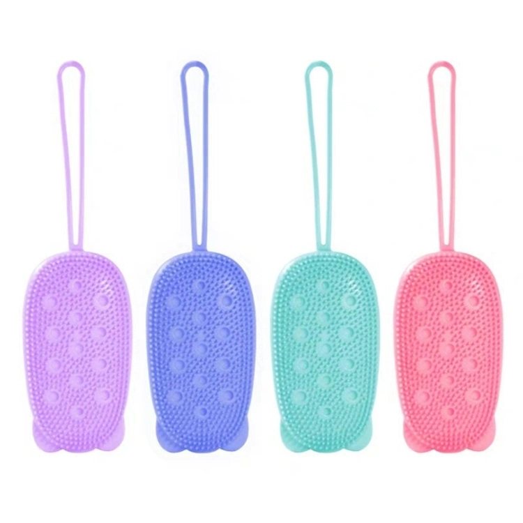 Double-Sided Body Scrub Brush for Deep Cleasing Exfoliating, Super Soft Silicon Loofah with Rebound Sponge, Skin Body Massage