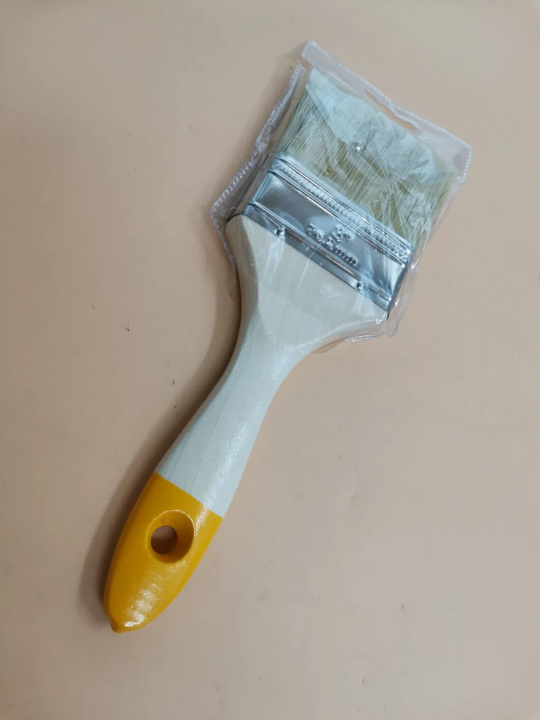 Paint Roller Brush with Wooden Handle Yellow Tip for Wall Painting