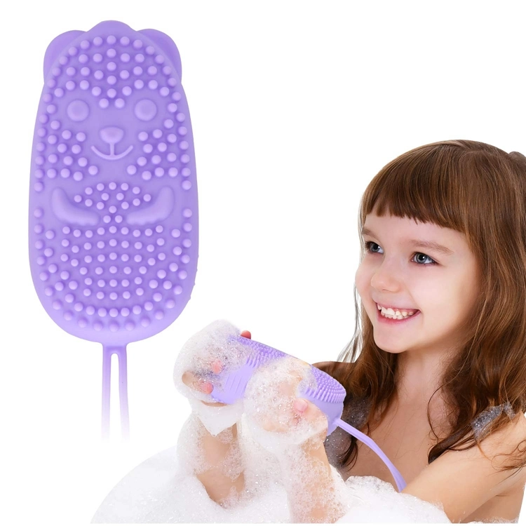 Double-Sided Body Scrub Brush for Deep Cleasing Exfoliating, Super Soft Silicon Loofah with Rebound Sponge, Skin Body Massage