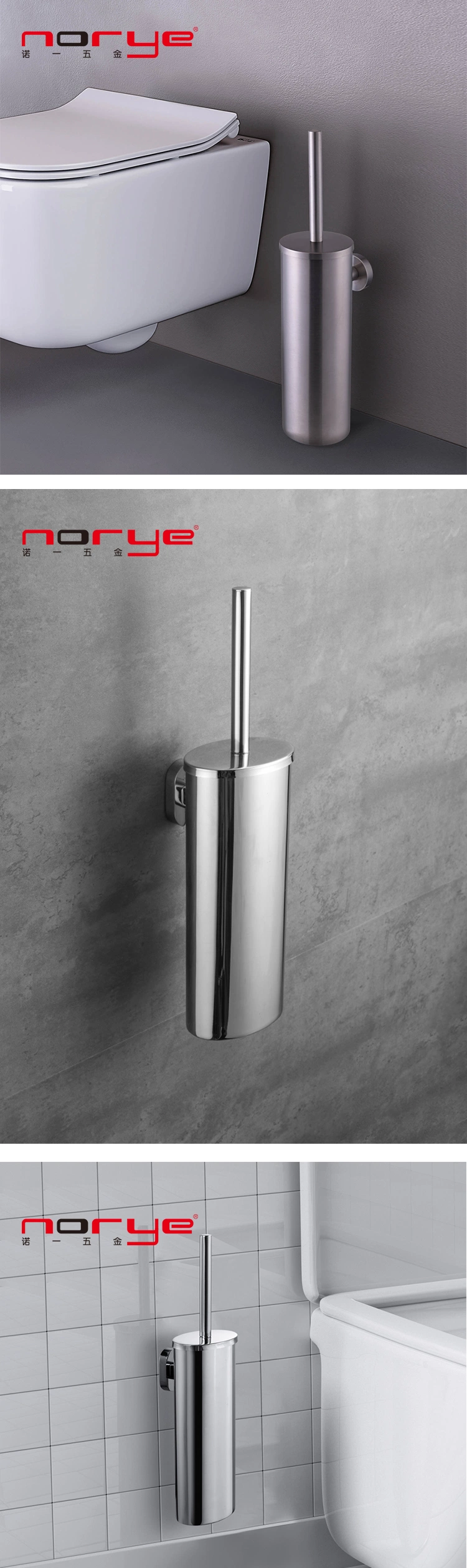 Stainless Steel Satin Toilet Accessory Wall Mounted Toilet Brush with Holder