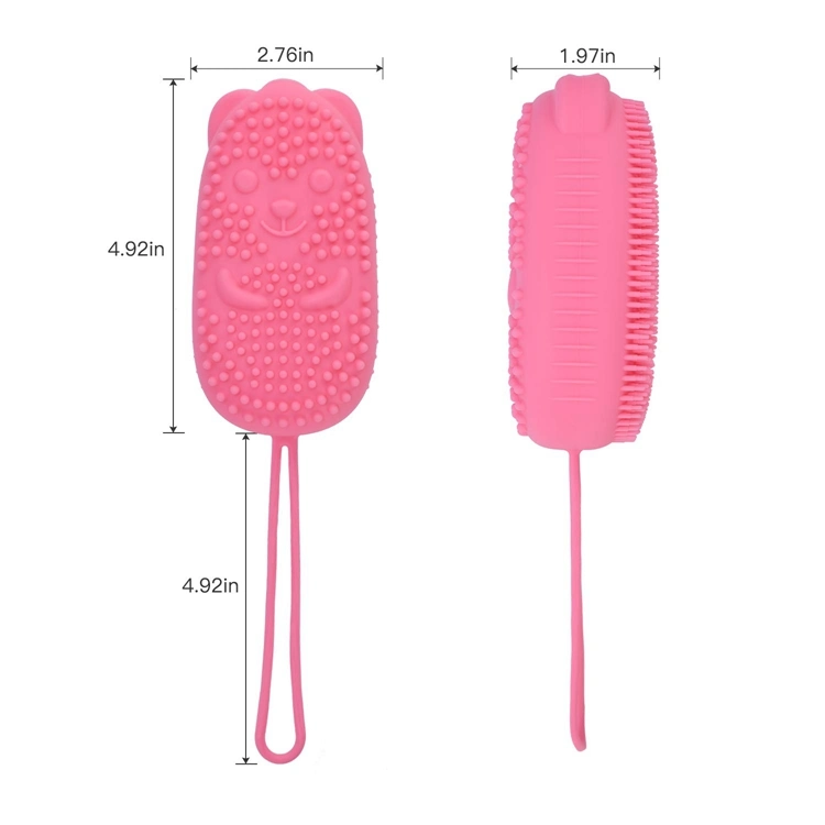 Double-Sided Body Scrub Brush for Deep Cleasing Exfoliating, Super Soft Silicon Loofah with Rebound Sponge, Skin Body Massage