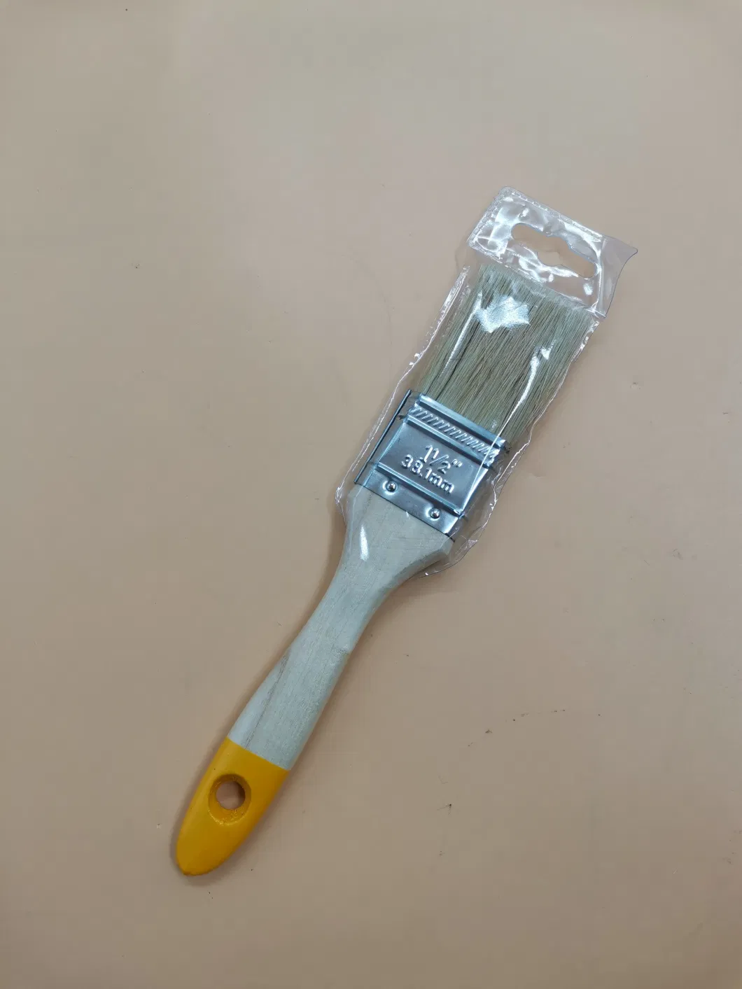 Paint Roller Brush with Wooden Handle Yellow Tip for Wall Painting