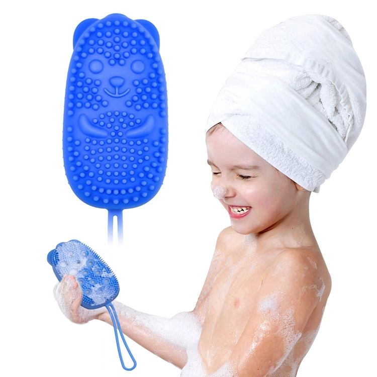 Double-Sided Body Scrub Brush for Deep Cleasing Exfoliating, Super Soft Silicon Loofah with Rebound Sponge, Skin Body Massage