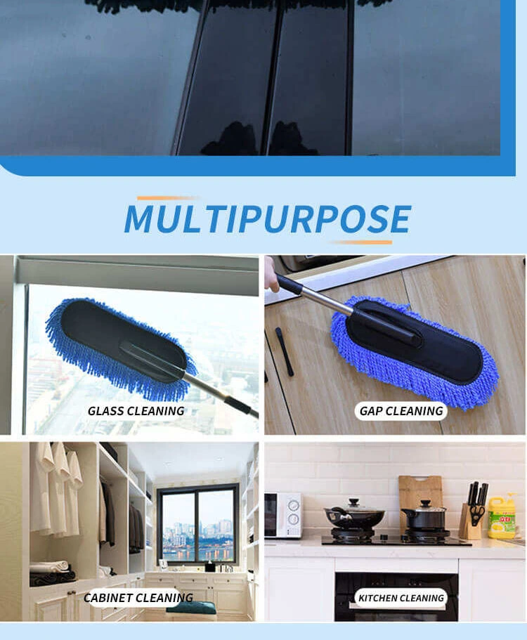 Hand Held Microfiber Car Duster Extendable Handle Interior Exterior Multipurpose Cleaning Car Brush