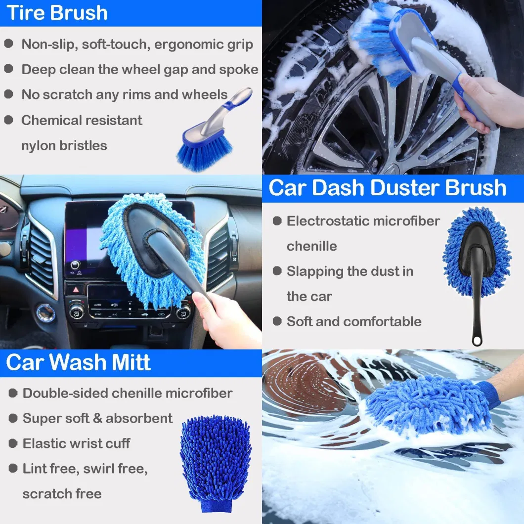 22PCS Car Detail Brush Waxing Tire Interior Cleaning Set