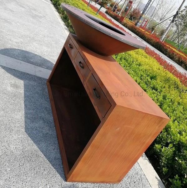 Outdoor Kitchen Corten Steel Barbecue Fire Pit Grill Table