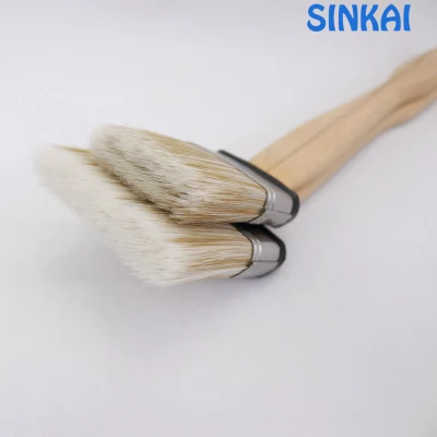  Bent largo mango de madera natural pinceles planos