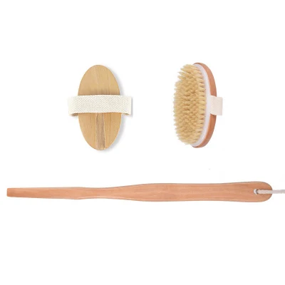  Largo curvo Removable Mango reemplazado Bazar Bambú Baño ducha ovalada Cepillos de baño