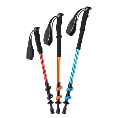 Bastones de Trekking de aluminio telescópico personalizados, plegables Nordic Walking Stick postes para caminatas al aire libre, campismo