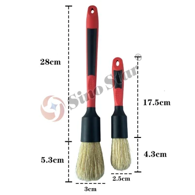  Cepillo de cerdas súper suaves de dos tamaños 100% cepillo de cerdas para limpiar coche Juego de cepillos de limpieza de polvo interior