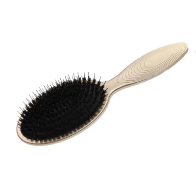 Profesional personalizado Oro Color Barbera Salón cepillo de pelo bucle Bristle Cepillo de pelo ovalado
