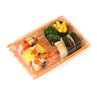 Llevar Togo Caja de embalaje comida Embalaje de Takeaway desechable Bandeja de plástico para entrega de sushi