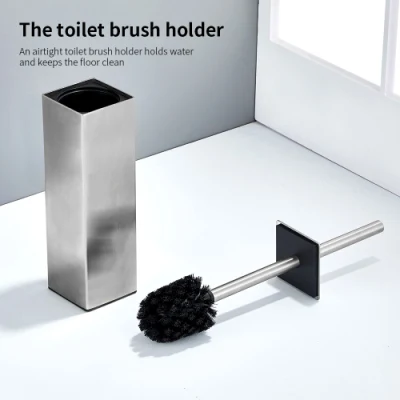 Diseño cuadrado cepillo de limpieza de inodoro cromado 304 Baño de acero inoxidable Cepillo de WC