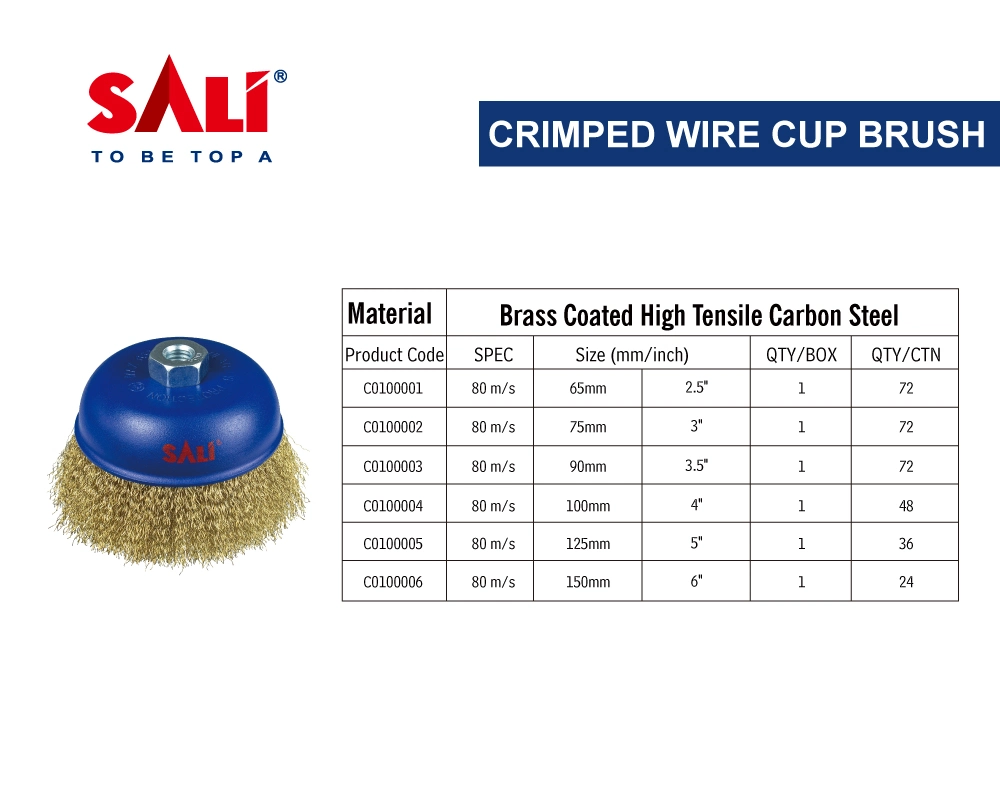 Sali High Quality Brass Wire Cup Brush for Removing Rust and Paint