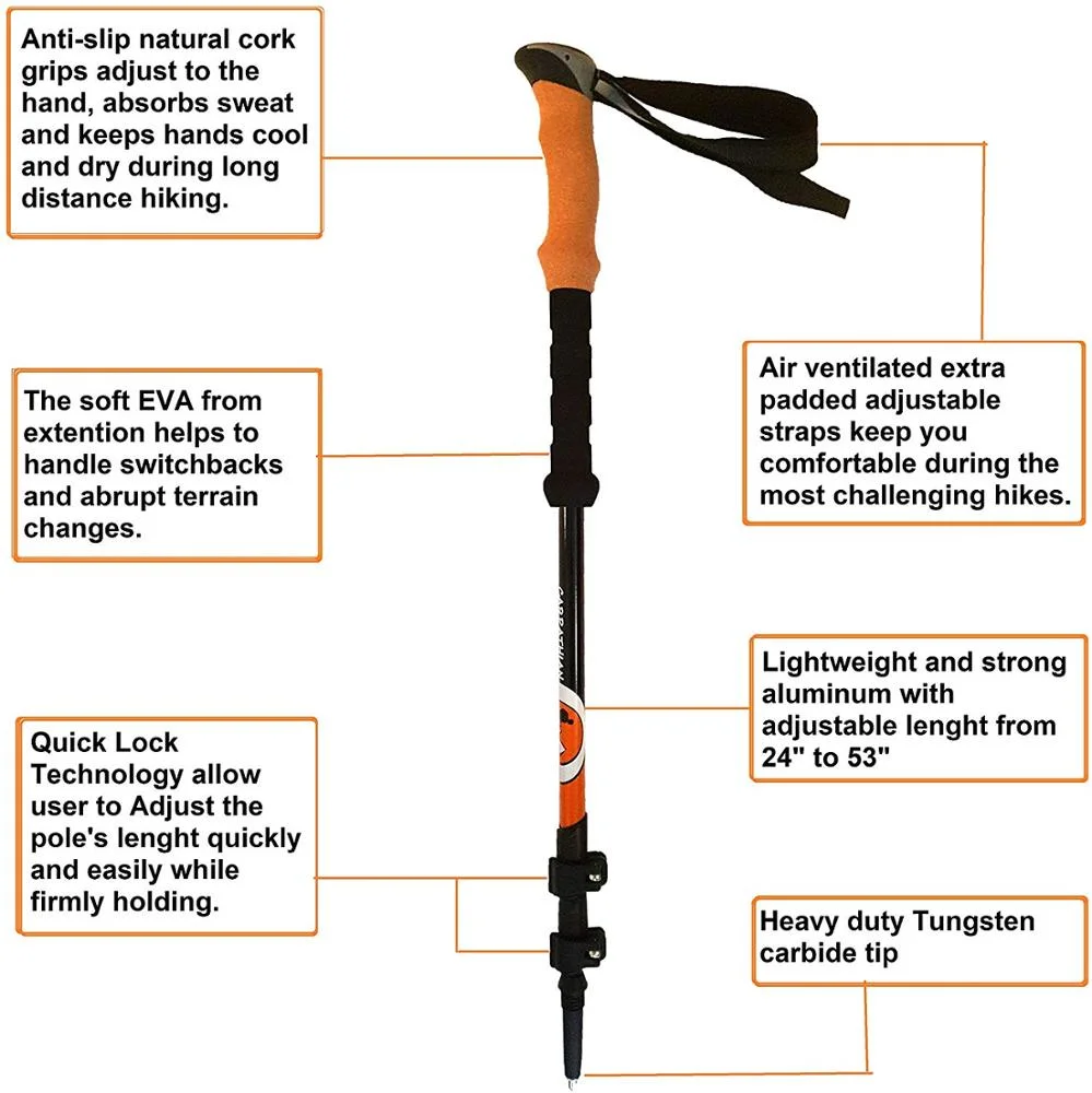 Willest Outdoor Activity Hiking Pole Carbon Fiber Portable Extension Telescopic Ultralight Trekking Poles