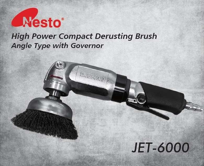 Pneumatic High Power Compact Derusting Brush Angle Type with Governor