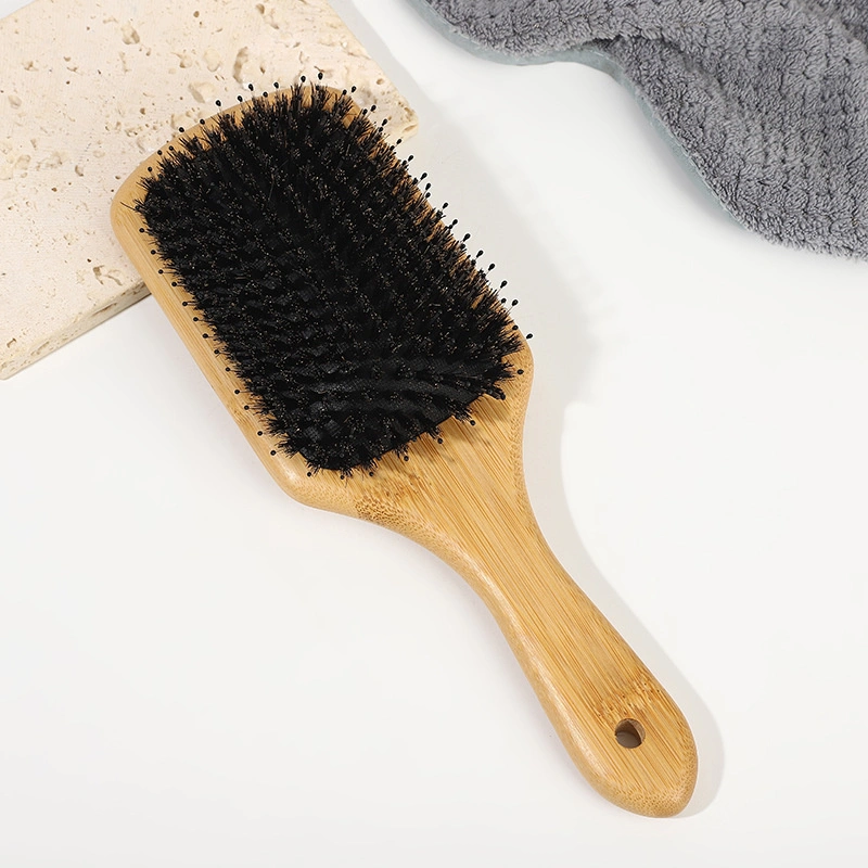 Eco-Friendly Pure Natural Boar Bristle Square Paddle Hair Brushes