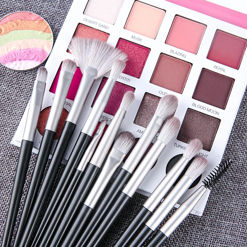 12PCS Vegan Quality Luxury Fluffy Synthetic Blending Eyeshadow Brush Bulk Private Label Low Mqo Wholesale Price